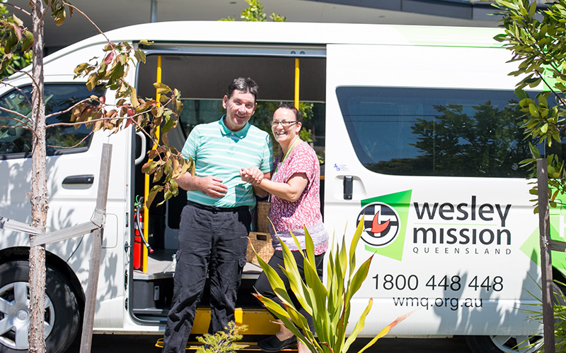 Residents at our specialist disability accommodation can enjoy activities outside the community. Image shows the bus at Asher House.