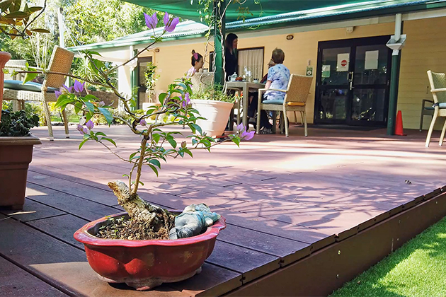 Backyard at Hopewell Hospice, free adult palliative care facility in the Gold Coast