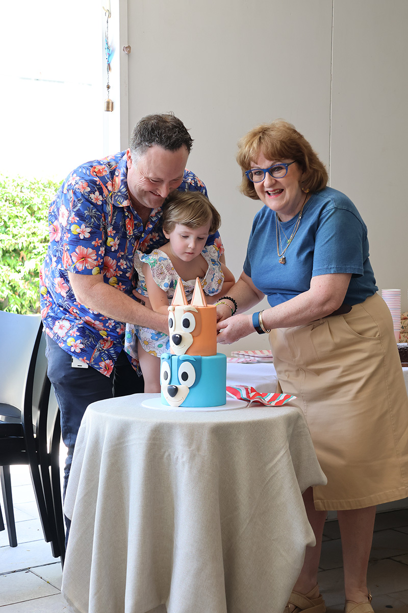 Hummingbird House celebrates its birthday with a visit from Bluey