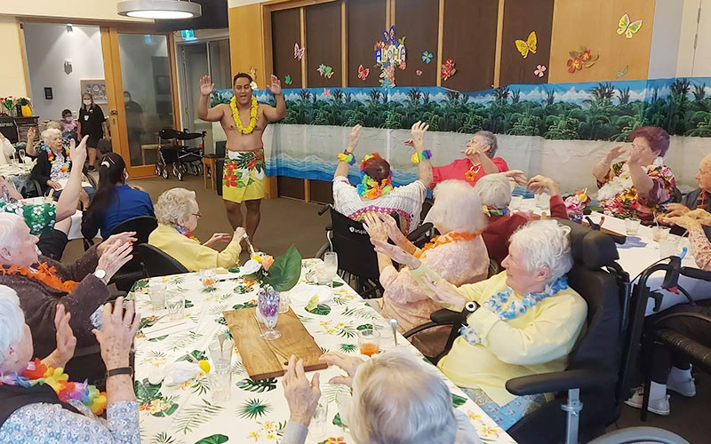 Hawaiian party at John Wesley Gardens Residential Aged Care Community - July 2024
