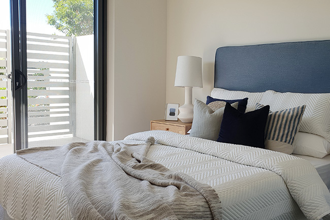 Bedroom at Melaleuca Retirements Living Apartments, in Wheller on The Park village, Chermside