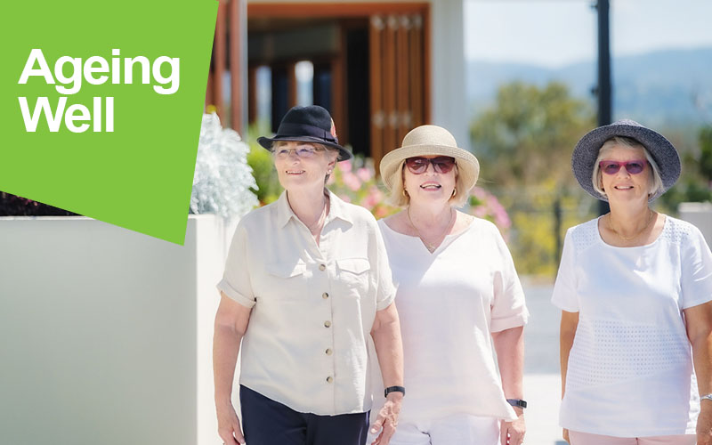 Ladies from Rosemount Retirement Village enjoying the outdoors on a summer day